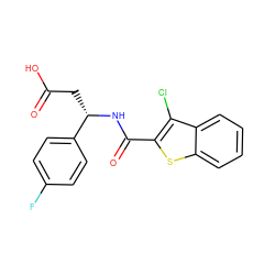 O=C(O)C[C@H](NC(=O)c1sc2ccccc2c1Cl)c1ccc(F)cc1 ZINC000004580599