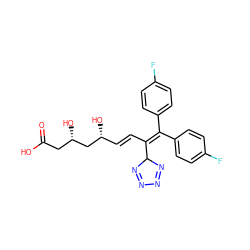 O=C(O)C[C@H](O)C[C@H](O)/C=C/C(=C(c1ccc(F)cc1)c1ccc(F)cc1)C1N=NN=N1 ZINC000026818921