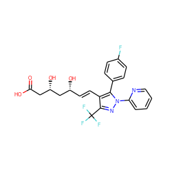 O=C(O)C[C@H](O)C[C@H](O)/C=C/c1c(C(F)(F)F)nn(-c2ccccn2)c1-c1ccc(F)cc1 ZINC000026180735