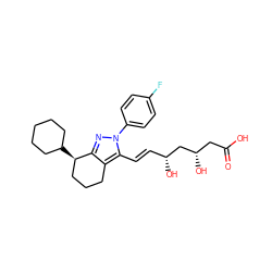 O=C(O)C[C@H](O)C[C@H](O)/C=C/c1c2c(nn1-c1ccc(F)cc1)[C@H](C1CCCCC1)CCC2 ZINC000013833992