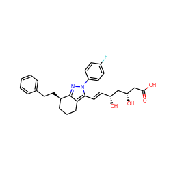 O=C(O)C[C@H](O)C[C@H](O)/C=C/c1c2c(nn1-c1ccc(F)cc1)[C@H](CCc1ccccc1)CCC2 ZINC000013834016