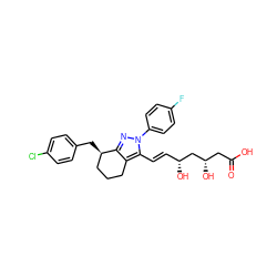 O=C(O)C[C@H](O)C[C@H](O)/C=C/c1c2c(nn1-c1ccc(F)cc1)[C@H](Cc1ccc(Cl)cc1)CCC2 ZINC000013834000