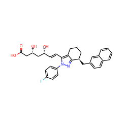 O=C(O)C[C@H](O)C[C@H](O)/C=C/c1c2c(nn1-c1ccc(F)cc1)[C@H](Cc1ccc3ccccc3c1)CCC2 ZINC000001534299