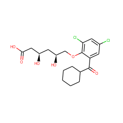 O=C(O)C[C@H](O)C[C@H](O)COc1c(Cl)cc(Cl)cc1C(=O)C1CCCCC1 ZINC000013824702