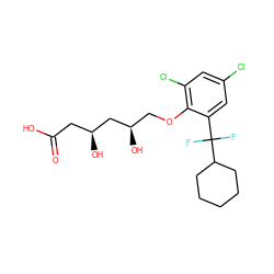 O=C(O)C[C@H](O)C[C@H](O)COc1c(Cl)cc(Cl)cc1C(F)(F)C1CCCCC1 ZINC000013824745