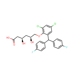 O=C(O)C[C@H](O)C[C@H](O)COc1c(Cl)cc(Cl)cc1C(c1ccc(F)cc1)c1ccc(F)cc1 ZINC000013824670