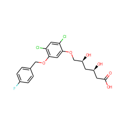 O=C(O)C[C@H](O)C[C@H](O)COc1cc(OCc2ccc(F)cc2)c(Cl)cc1Cl ZINC000013824729