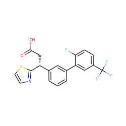 O=C(O)C[C@H](c1cccc(-c2cc(C(F)(F)F)ccc2F)c1)c1nccs1 ZINC000221112062