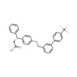 O=C(O)C[C@H](c1ccccc1)c1ccc(OCc2cccc(-c3ccc(C(F)(F)F)cc3)c2)cc1 ZINC000204843384