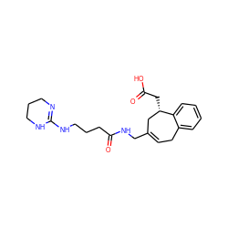 O=C(O)C[C@H]1CC(CNC(=O)CCCNC2=NCCCN2)=CCc2ccccc21 ZINC000001909824