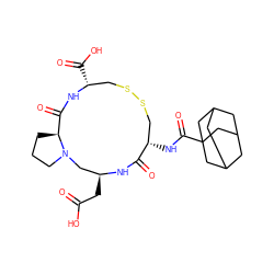 O=C(O)C[C@H]1CN2CCC[C@H]2C(=O)N[C@H](C(=O)O)CSSC[C@H](NC(=O)C23CC4CC(CC(C4)C2)C3)C(=O)N1 ZINC000028107422