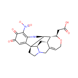 O=C(O)C[C@H]1OCC=C2CN3CC[C@@]45C6=CC(=O)C(=O)C([N+](=O)[O-])=C6N[C@H]4[C@H]1[C@H]2C[C@@H]35 ZINC000102398195