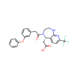 O=C(O)C[C@H]1c2ccc(C(F)(F)F)nc2NCCN1C(=O)Cc1cccc(Oc2ccccc2)c1 ZINC000103266006