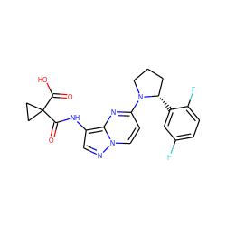 O=C(O)C1(C(=O)Nc2cnn3ccc(N4CCC[C@@H]4c4cc(F)ccc4F)nc23)CC1 ZINC000118402800