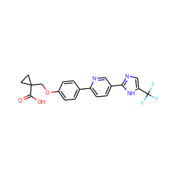 O=C(O)C1(COc2ccc(-c3ccc(-c4ncc(C(F)(F)F)[nH]4)cn3)cc2)CC1 ZINC000205391411