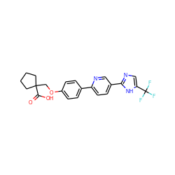 O=C(O)C1(COc2ccc(-c3ccc(-c4ncc(C(F)(F)F)[nH]4)cn3)cc2)CCCC1 ZINC000204760738