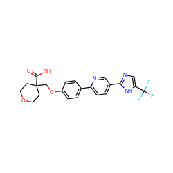 O=C(O)C1(COc2ccc(-c3ccc(-c4ncc(C(F)(F)F)[nH]4)cn3)cc2)CCOCC1 ZINC000204760755