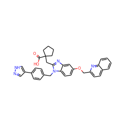 O=C(O)C1(Cc2nc3cc(OCc4ccc5ccccc5n4)ccc3n2Cc2ccc(-c3cn[nH]c3)cc2)CCCC1 ZINC000219333043