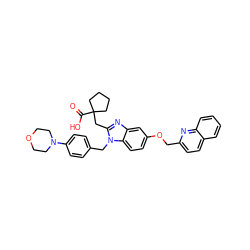 O=C(O)C1(Cc2nc3cc(OCc4ccc5ccccc5n4)ccc3n2Cc2ccc(N3CCOCC3)cc2)CCCC1 ZINC000226119107