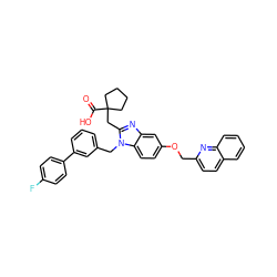 O=C(O)C1(Cc2nc3cc(OCc4ccc5ccccc5n4)ccc3n2Cc2cccc(-c3ccc(F)cc3)c2)CCCC1 ZINC000219522774