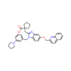 O=C(O)C1(Cc2nc3cc(OCc4ccc5ccccc5n4)ccc3n2Cc2cccc(N3CCCC3)c2)CCCC1 ZINC000226123613