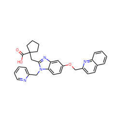 O=C(O)C1(Cc2nc3cc(OCc4ccc5ccccc5n4)ccc3n2Cc2ccccn2)CCCC1 ZINC000219448258