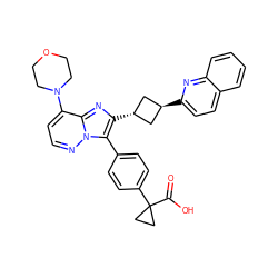 O=C(O)C1(c2ccc(-c3c([C@H]4C[C@H](c5ccc6ccccc6n5)C4)nc4c(N5CCOCC5)ccnn34)cc2)CC1 ZINC001772576156