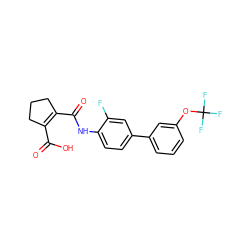 O=C(O)C1=C(C(=O)Nc2ccc(-c3cccc(OC(F)(F)F)c3)cc2F)CCC1 ZINC000013534053