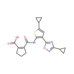 O=C(O)C1=C(C(=O)Nc2sc(C3CC3)cc2-c2nc(C3CC3)no2)CCC1 ZINC000147039285