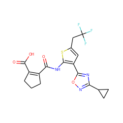 O=C(O)C1=C(C(=O)Nc2sc(CC(F)(F)F)cc2-c2nc(C3CC3)no2)CCC1 ZINC000147003090