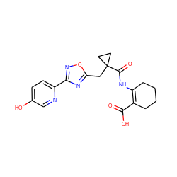 O=C(O)C1=C(NC(=O)C2(Cc3nc(-c4ccc(O)cn4)no3)CC2)CCCC1 ZINC000049089369