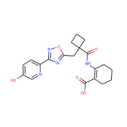 O=C(O)C1=C(NC(=O)C2(Cc3nc(-c4ccc(O)cn4)no3)CCC2)CCCC1 ZINC000049052121