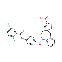 O=C(O)C1=C[C@@]2(CC1)CCN(C(=O)c1ccc(NC(=O)c3cc(F)ccc3Cl)cc1)c1ccccc1C2 ZINC000028962463