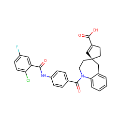 O=C(O)C1=C[C@]2(CC1)CCN(C(=O)c1ccc(NC(=O)c3cc(F)ccc3Cl)cc1)c1ccccc1C2 ZINC000028962458