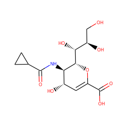 O=C(O)C1=C[C@H](O)[C@@H](NC(=O)C2CC2)[C@H]([C@H](O)[C@H](O)CO)O1 ZINC000140234592