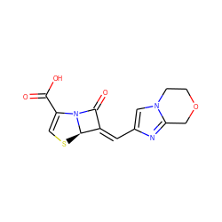 O=C(O)C1=CS[C@@H]2/C(=C/c3cn4c(n3)COCC4)C(=O)N12 ZINC000034717629