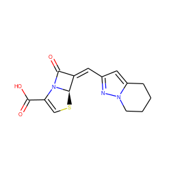 O=C(O)C1=CS[C@@H]2/C(=C\c3cc4n(n3)CCCC4)C(=O)N12 ZINC000034717634