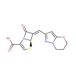 O=C(O)C1=CS[C@@H]2/C(=C\c3cc4n(n3)CCCO4)C(=O)N12 ZINC000034717637