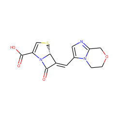 O=C(O)C1=CS[C@@H]2/C(=C\c3cnc4n3CCOC4)C(=O)N12 ZINC000027196434