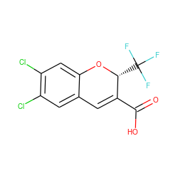 O=C(O)C1=Cc2cc(Cl)c(Cl)cc2O[C@@H]1C(F)(F)F ZINC000034052481