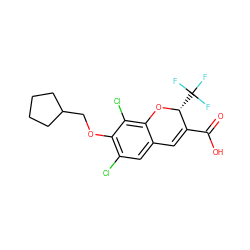 O=C(O)C1=Cc2cc(Cl)c(OCC3CCCC3)c(Cl)c2O[C@@H]1C(F)(F)F ZINC000066259134