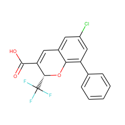 O=C(O)C1=Cc2cc(Cl)cc(-c3ccccc3)c2O[C@@H]1C(F)(F)F ZINC000064559052