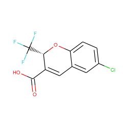 O=C(O)C1=Cc2cc(Cl)ccc2O[C@H]1C(F)(F)F ZINC000033963105