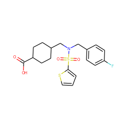 O=C(O)C1CCC(CN(Cc2ccc(F)cc2)S(=O)(=O)c2cccs2)CC1 ZINC000115731030