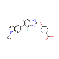 O=C(O)C1CCC(Oc2nc3c(F)c(-c4ccc5c(ccn5C5CC5)c4)c(F)cc3[nH]2)CC1 ZINC000072316438