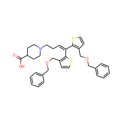 O=C(O)C1CCN(CCC=C(c2sccc2COCc2ccccc2)c2sccc2COCc2ccccc2)CC1 ZINC000028564898