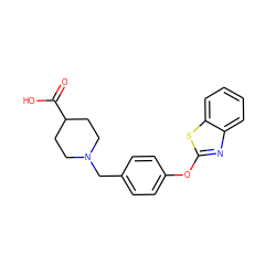 O=C(O)C1CCN(Cc2ccc(Oc3nc4ccccc4s3)cc2)CC1 ZINC000040414542