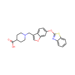 O=C(O)C1CCN(Cc2coc3cc(Oc4nc5ccccc5s4)ccc23)CC1 ZINC000095595546