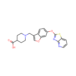 O=C(O)C1CCN(Cc2coc3cc(Oc4nc5ncccc5s4)ccc23)CC1 ZINC000095597761