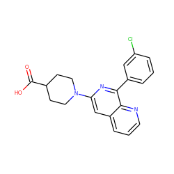 O=C(O)C1CCN(c2cc3cccnc3c(-c3cccc(Cl)c3)n2)CC1 ZINC000038895641